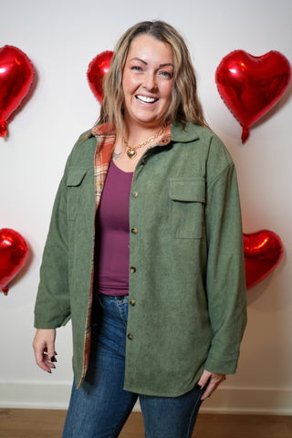 Looks Good On You Reversible Corduroy and Plaid Shacket - Buttercup Lynne Boutique