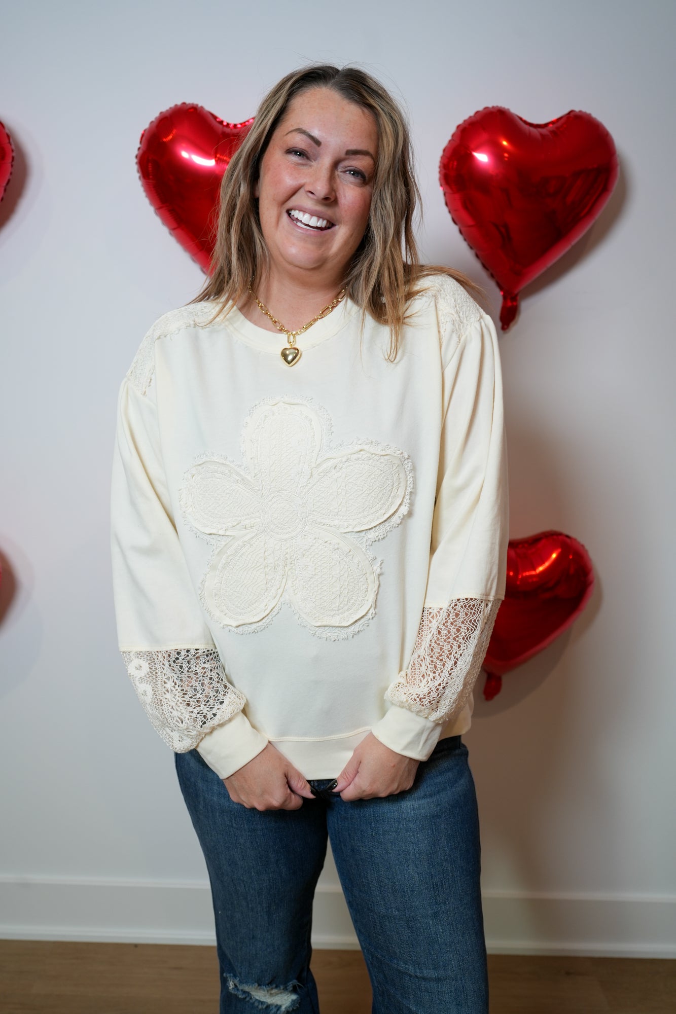 Innocent Days Daisy Patch Pullover - Buttercup Lynne Boutique