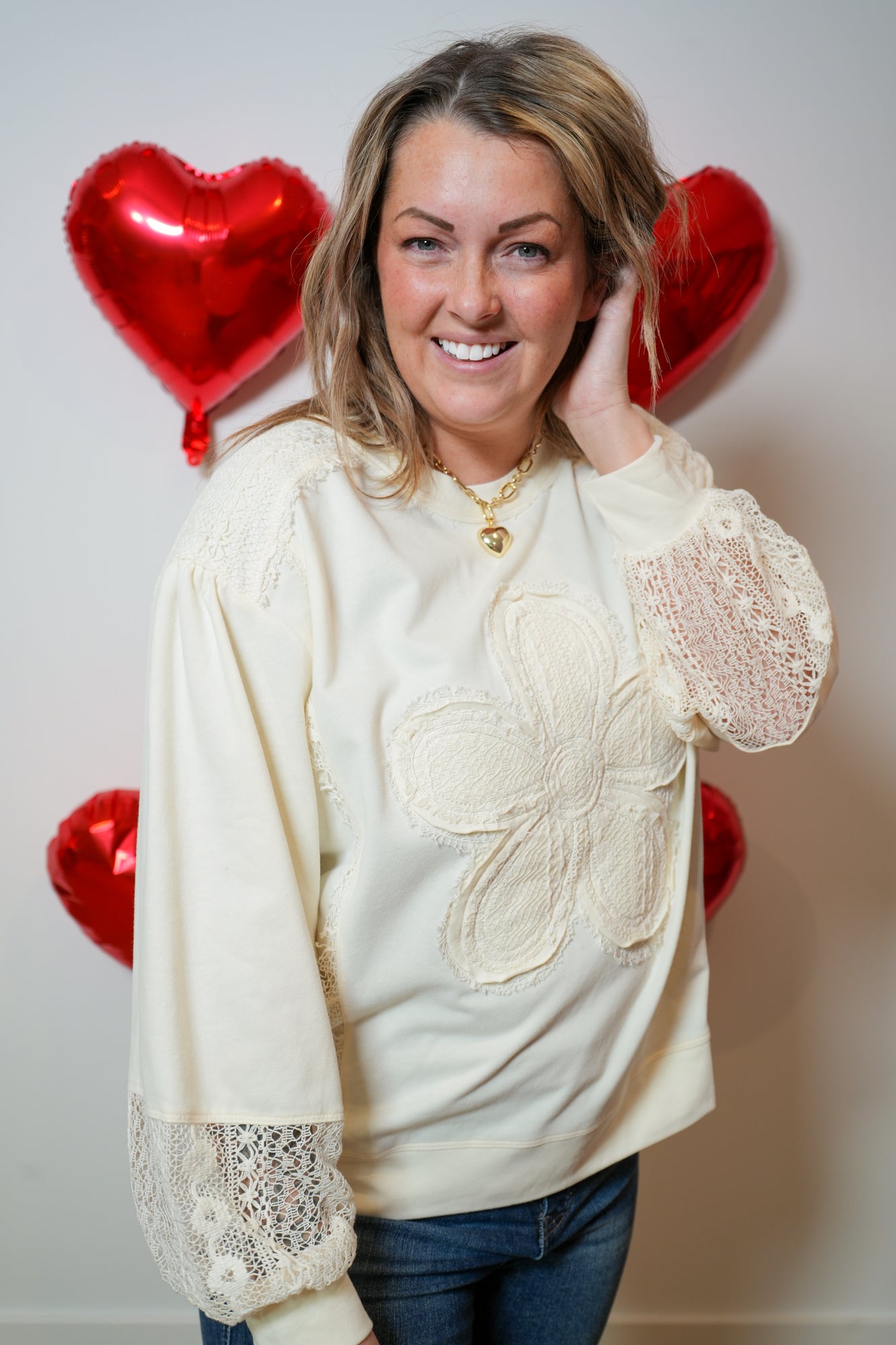 Innocent Days Daisy Patch Pullover - Buttercup Lynne Boutique
