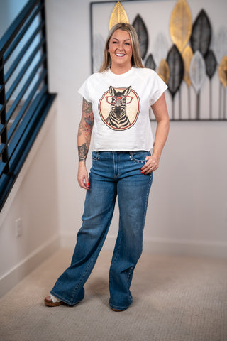 Sugar Stitch Rhinestone Zebra Graphic Tee
