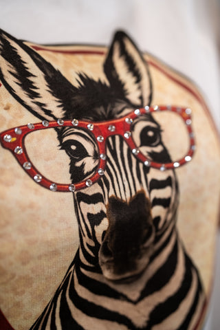 Sugar Stitch Rhinestone Zebra Graphic Tee