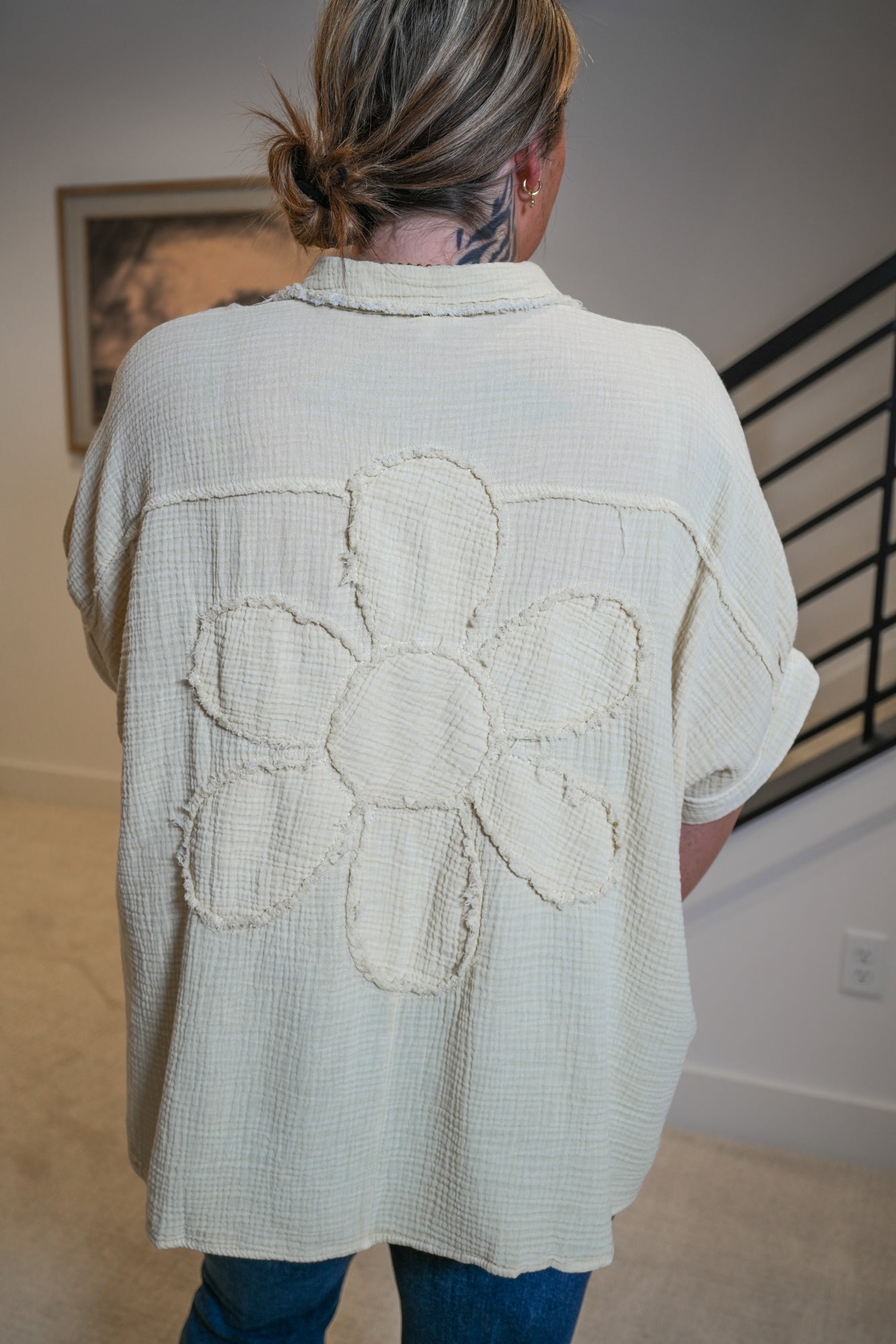 Flower Patch Gauze Shirt - Buttercup Lynne Boutique