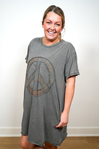 Peace For You Washed Cotton Tunic Dress - Buttercup Lynne Boutique