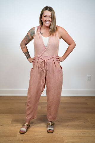 Check Me Out Washed Woven Jumpsuit - Buttercup Lynne Boutique