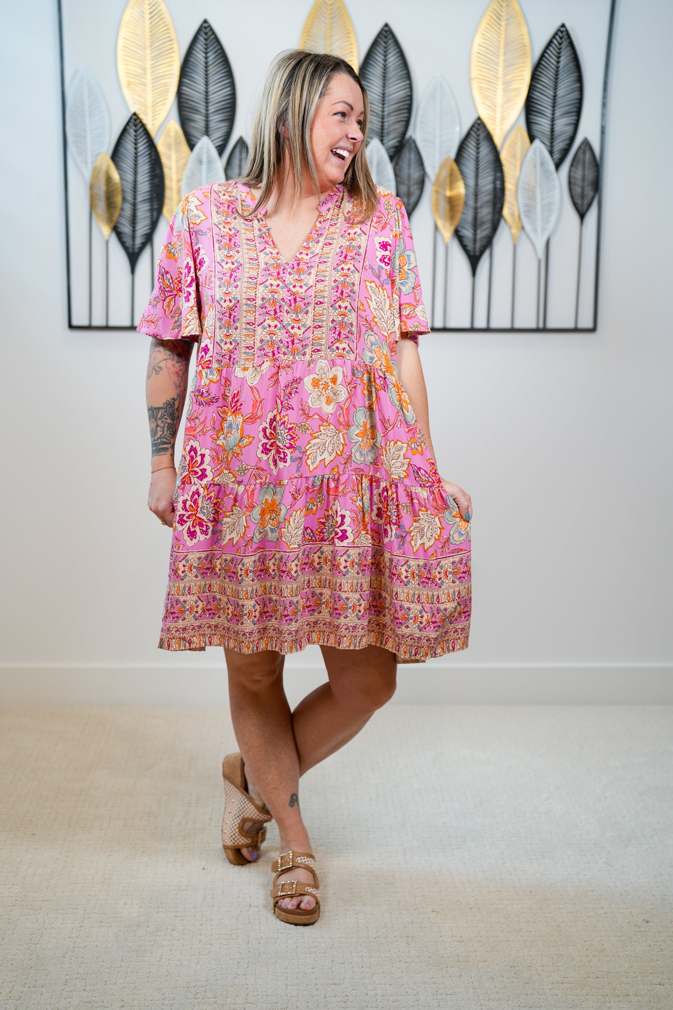 Beachy Flair Challis Woven Dress - Buttercup Lynne Boutique