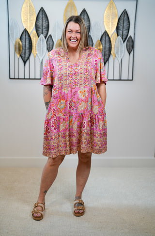 Beachy Flair Challis Woven Dress - Buttercup Lynne Boutique