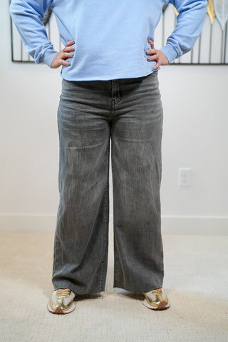 Back At It Stretch Wide Leg Denim Pants - Buttercup Lynne Boutique