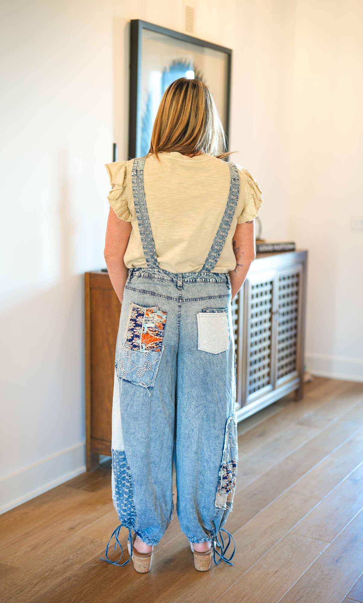 Multi Patch Denim Overalls - Buttercup Lynne Boutique