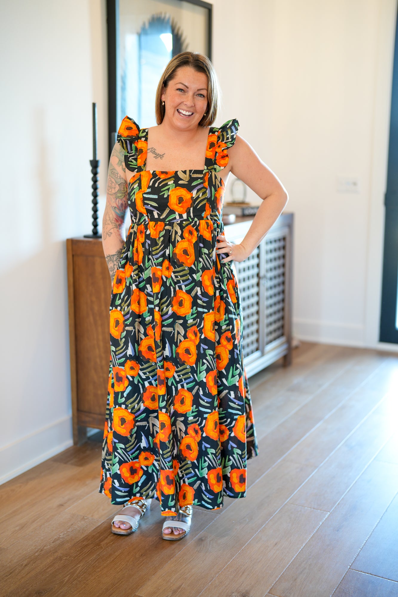 Floral Beauty Cotton Poplin Maxi Dress - Buttercup Lynne Boutique