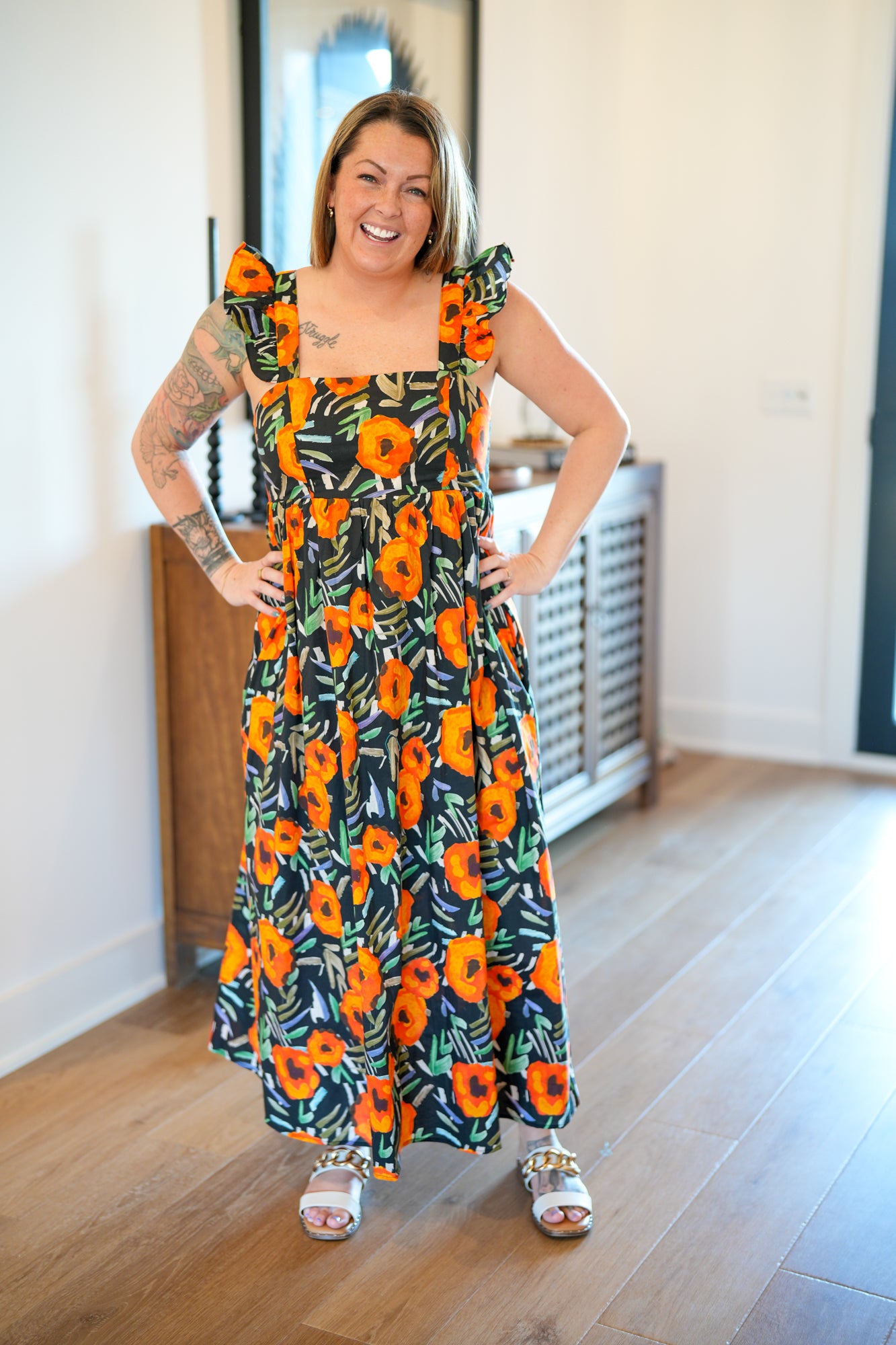 Floral Beauty Cotton Poplin Maxi Dress - Buttercup Lynne Boutique