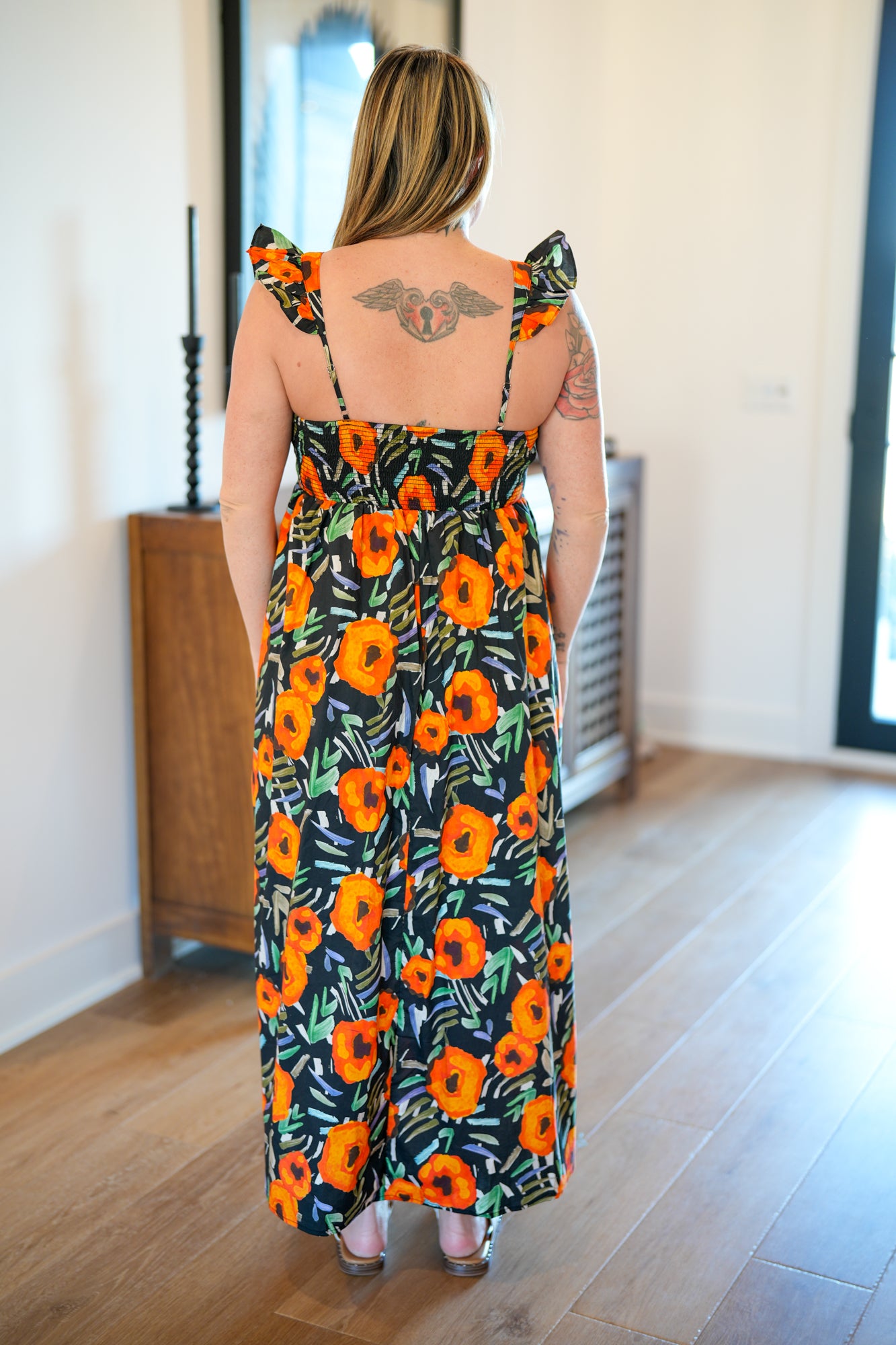 Floral Beauty Cotton Poplin Maxi Dress Black / Medium Floral Beauty Cotton Poplin Maxi Dress Black / Medium