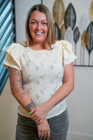 Moonlit Lace Ruffle Sleeve Top - Buttercup Lynne Boutique