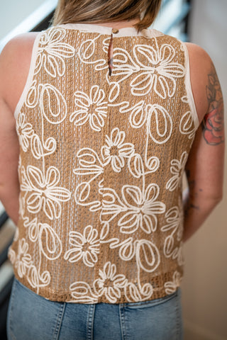 Floral Embroidered Lace Tank Top - Buttercup Lynne Boutique