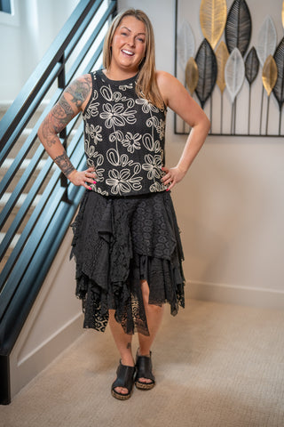 Floral Embroidered Lace Tank Top - Buttercup Lynne Boutique