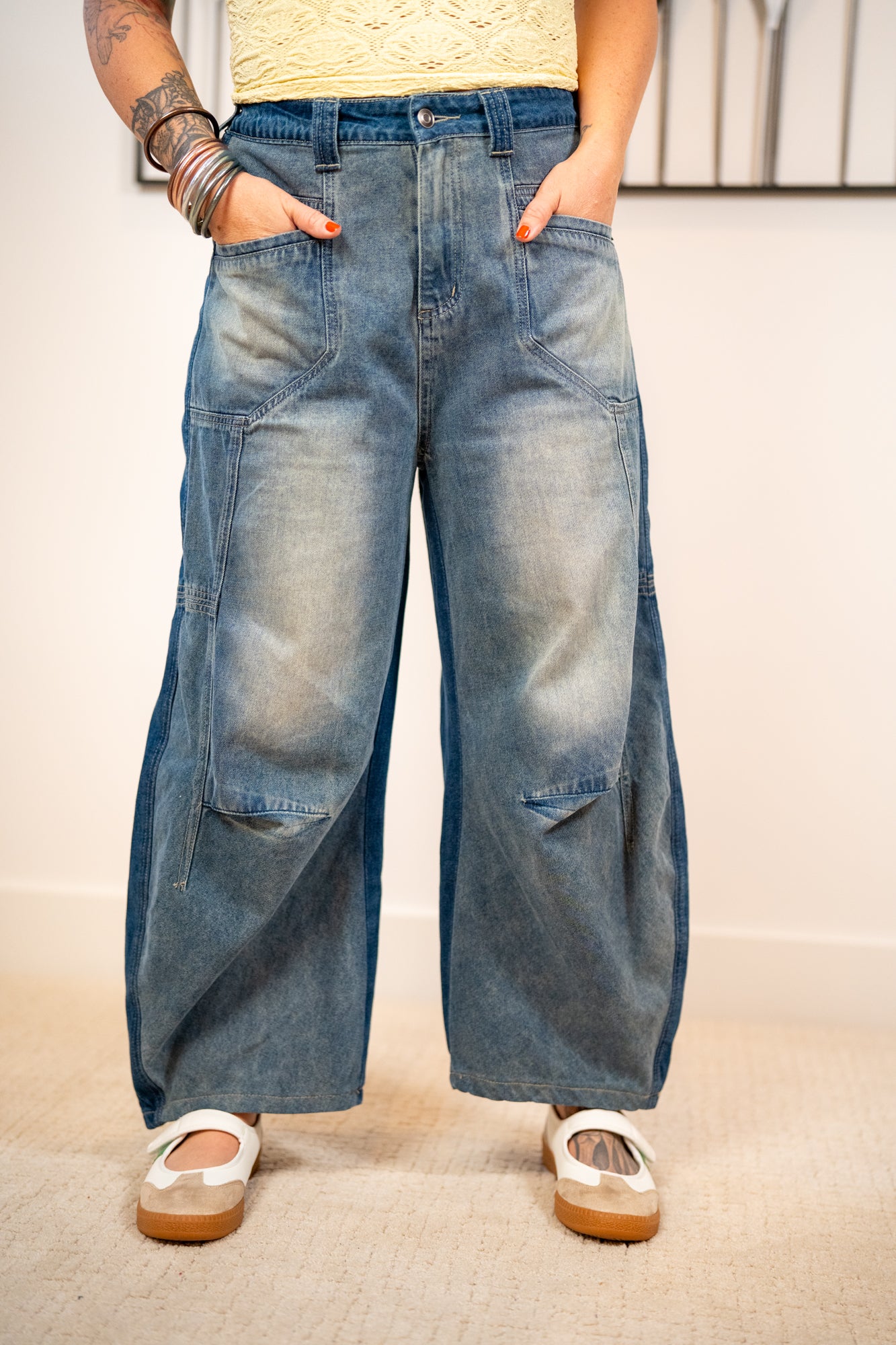 More Than You Two Tone Washed Jeans