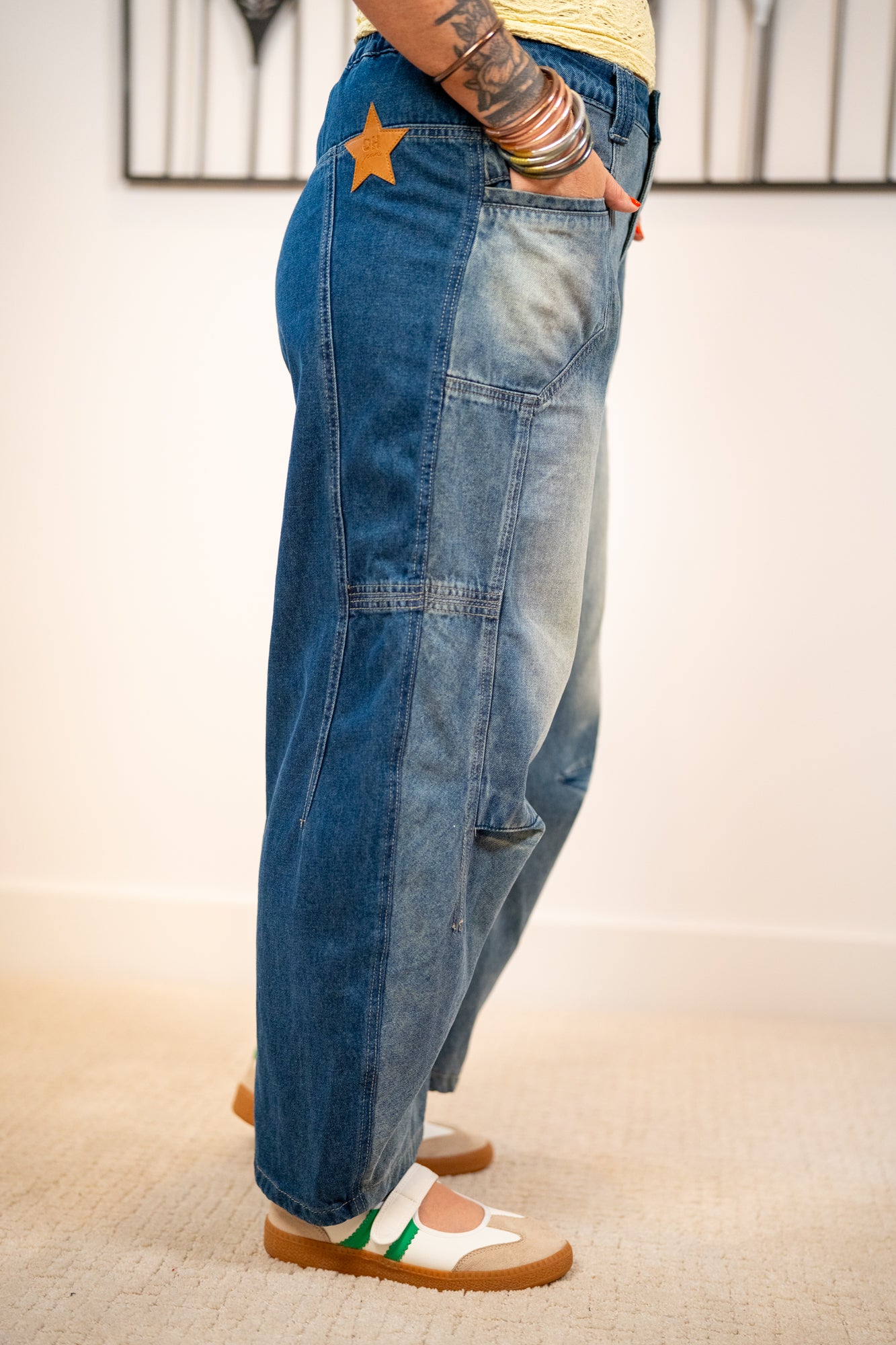 More Than You Two Tone Washed Jeans