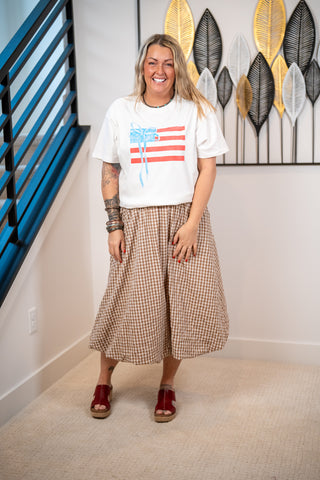 Easel Gingham Bubble Hem Midi Skirt