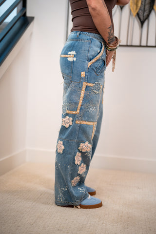 Oli & Hali Floral Patchwork Denim Pants