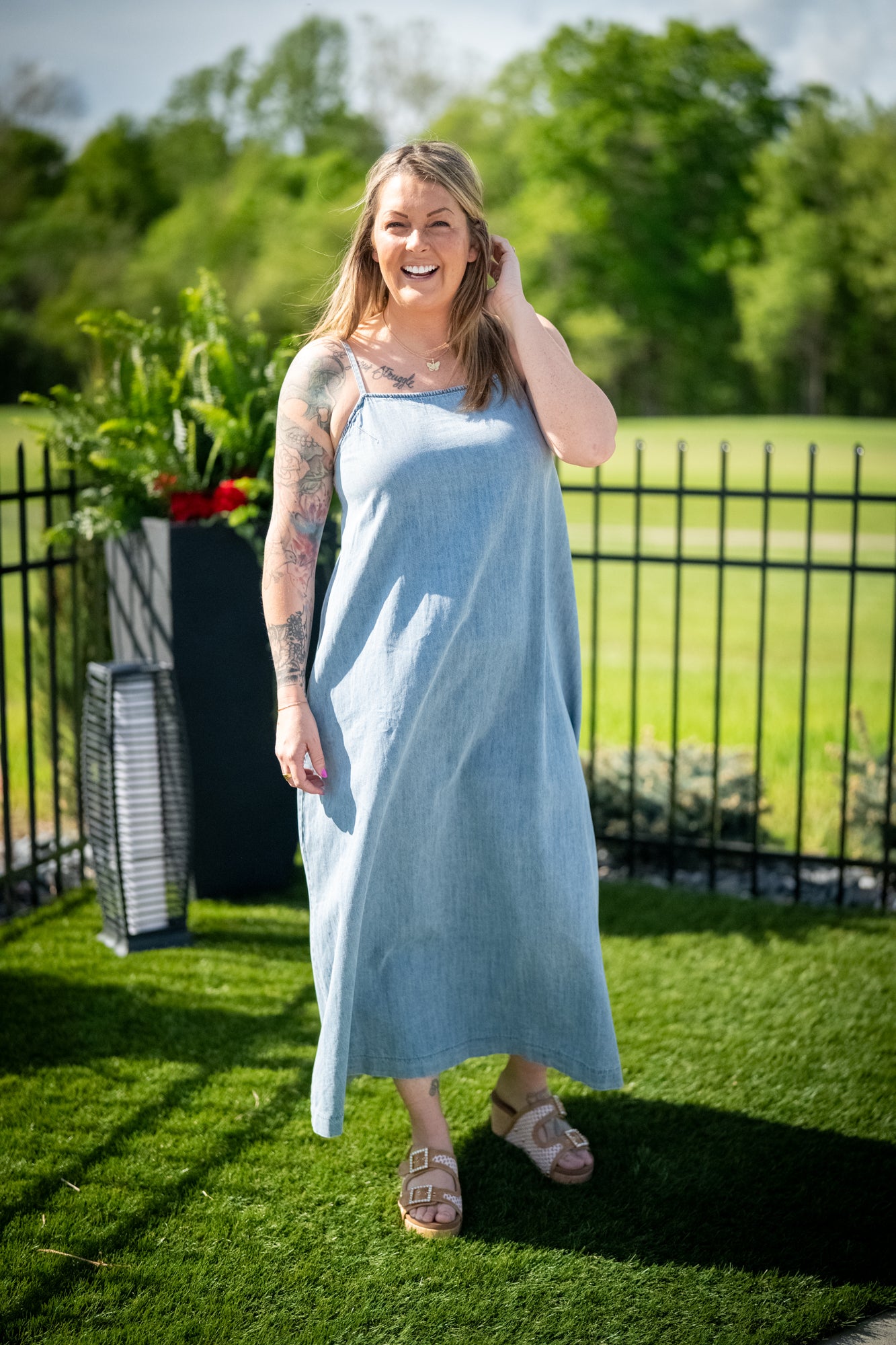 Denim A-Line Lightweight Maxi Dress Denim A-Line Lightweight Maxi Dress