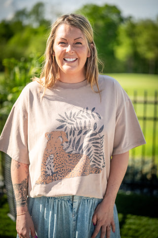 Easel Cheetah Vibes Mineral-Washed Tee - Buttercup Lynne Boutique