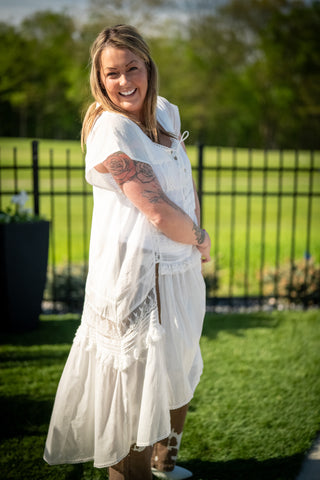 Oli & Hali Whispers of Lace Maxi Top - Buttercup Lynne Boutique