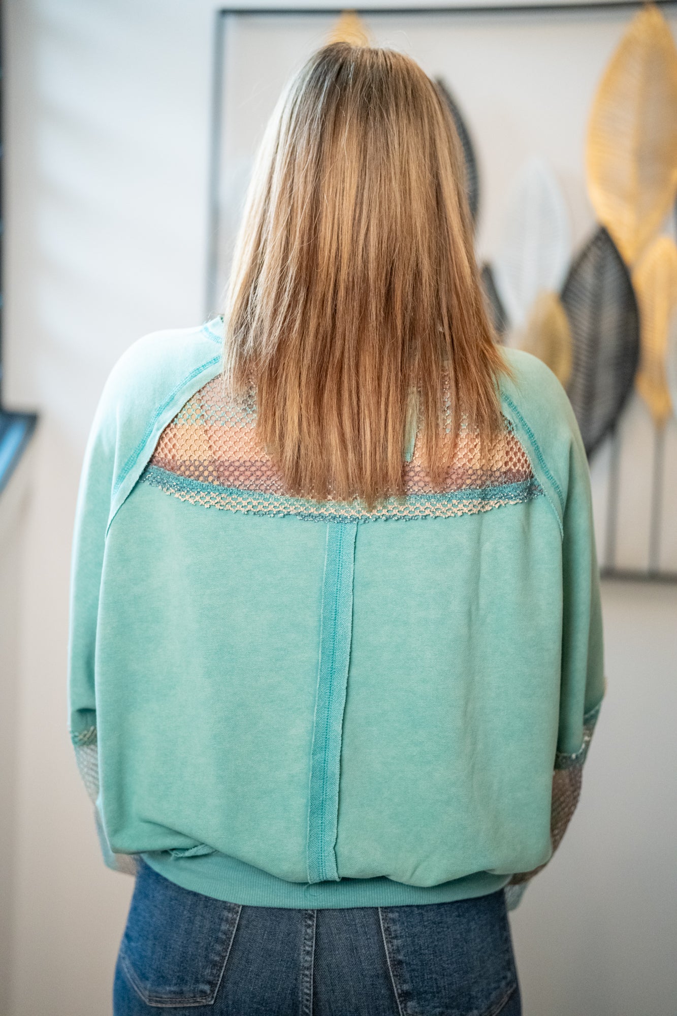 Oli & Hali Washed Mesh Sleeve Pullover