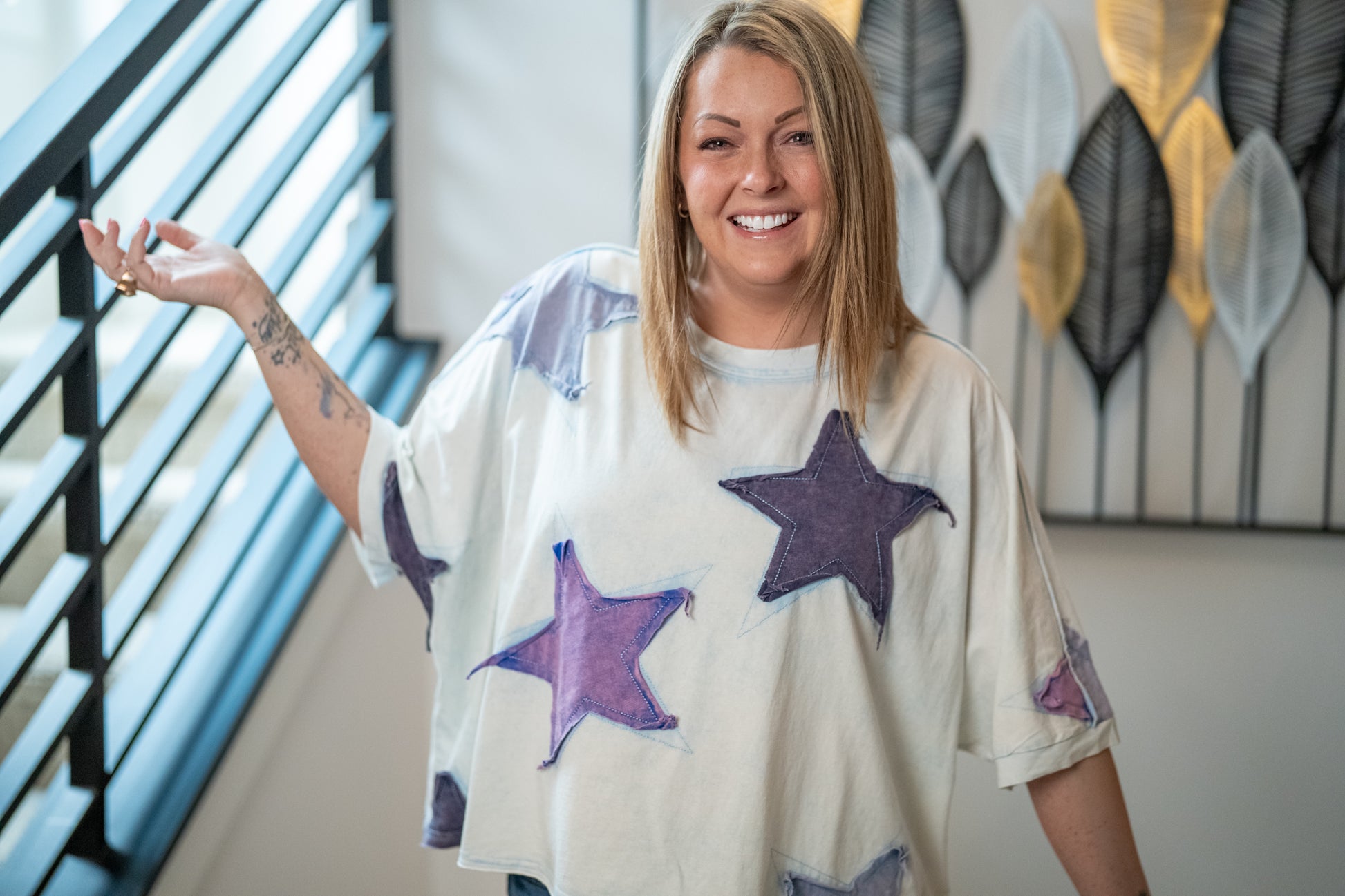 Oli & Hali Washed Star Patchwork Tee - Buttercup Lynne Boutique