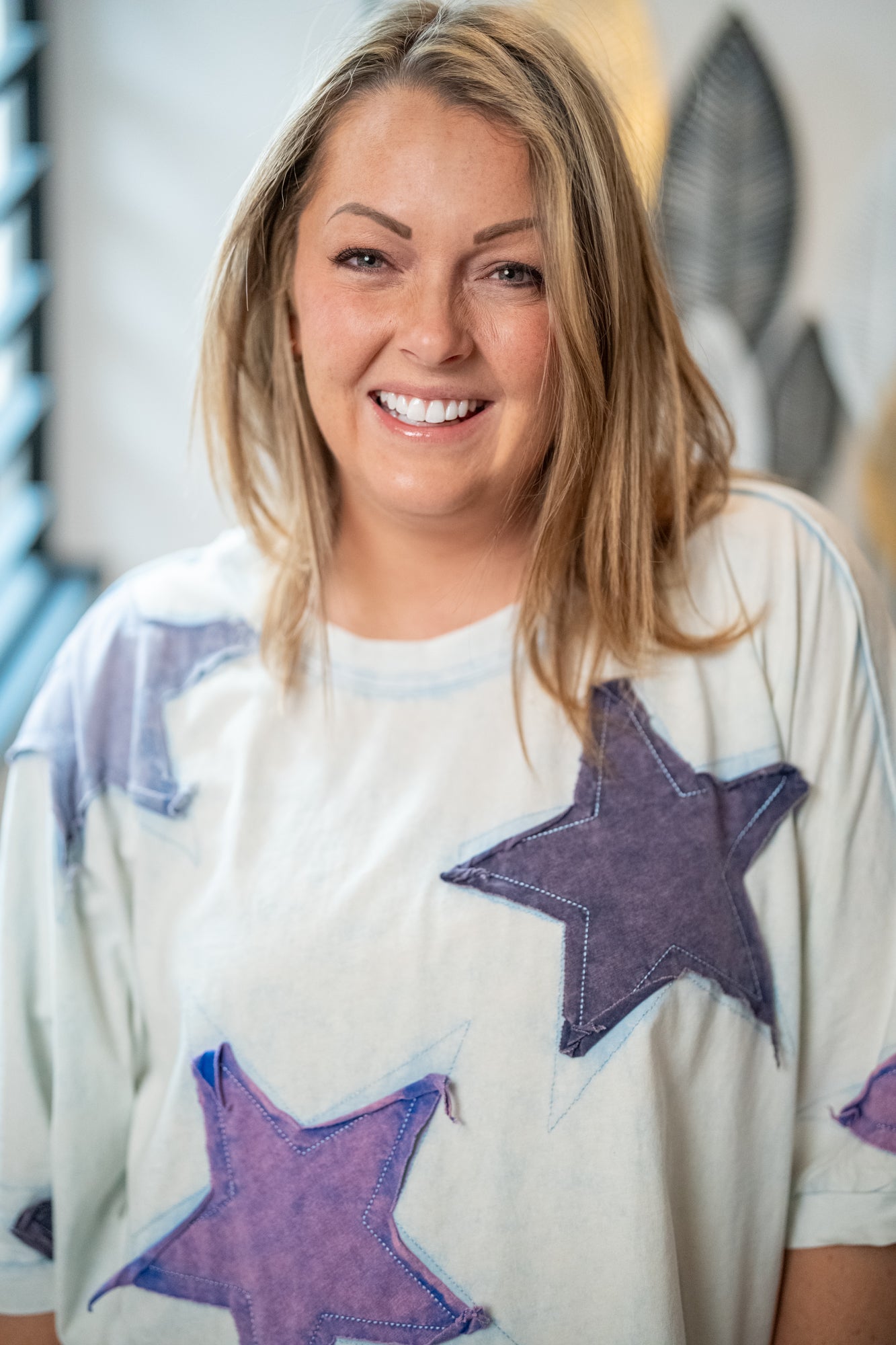 Oli & Hali Washed Star Patchwork Tee - Buttercup Lynne Boutique