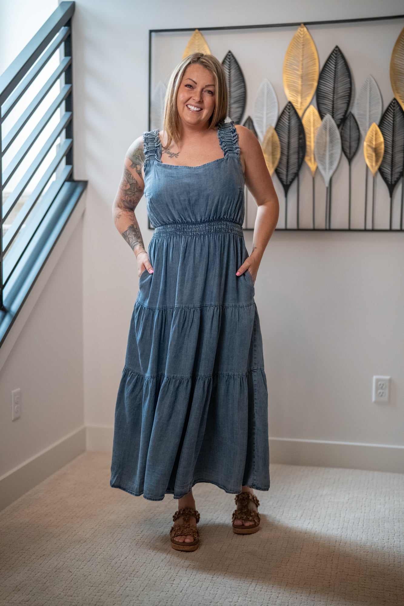 easel maxi dress Easel Short Sleeve Print Maxi Dress | S-L