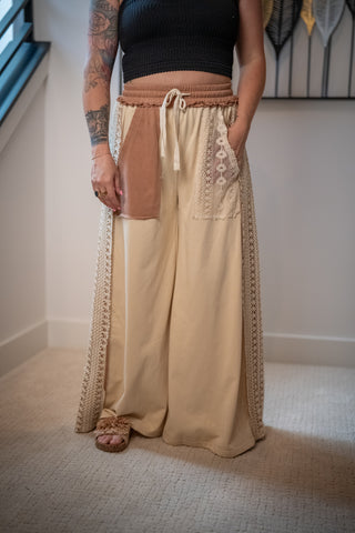 Lace Patchwork Maxi Pants - Buttercup Lynne Boutique