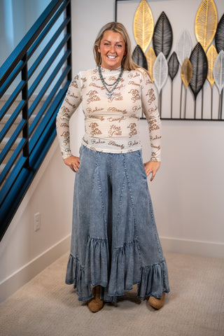 BlueB Hey Y'all Mesh Mock Neck Top