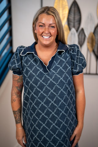 Diamond Stitch Denim Dress Easel