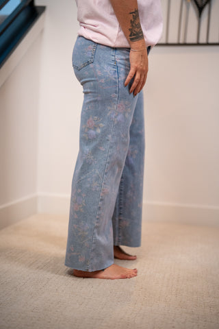 Bloom & Bandana Wide Leg Jeans by Easel