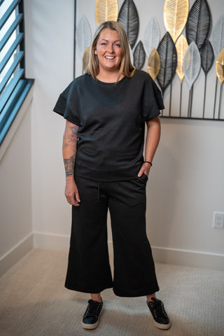 Textured Loose Fit T Shirt and Drawstring Pants Set (S-2XL) - Buttercup Lynne Boutique