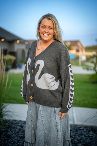 Swan Love Knit Cardigan Mello