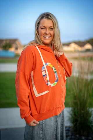 Mello Love Story Patchwork Zip-Up Hoodie