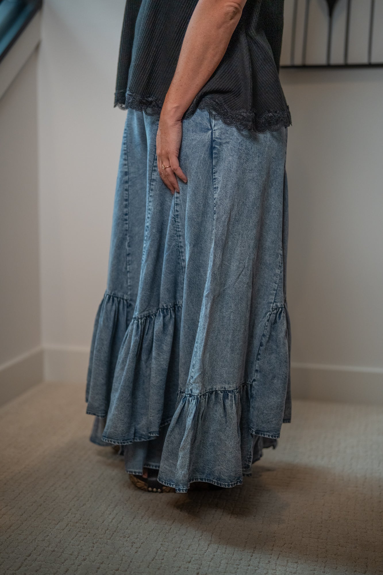 Oli & Hali Wide Leg Ruffled Hem Pants - Buttercup Lynne Boutique