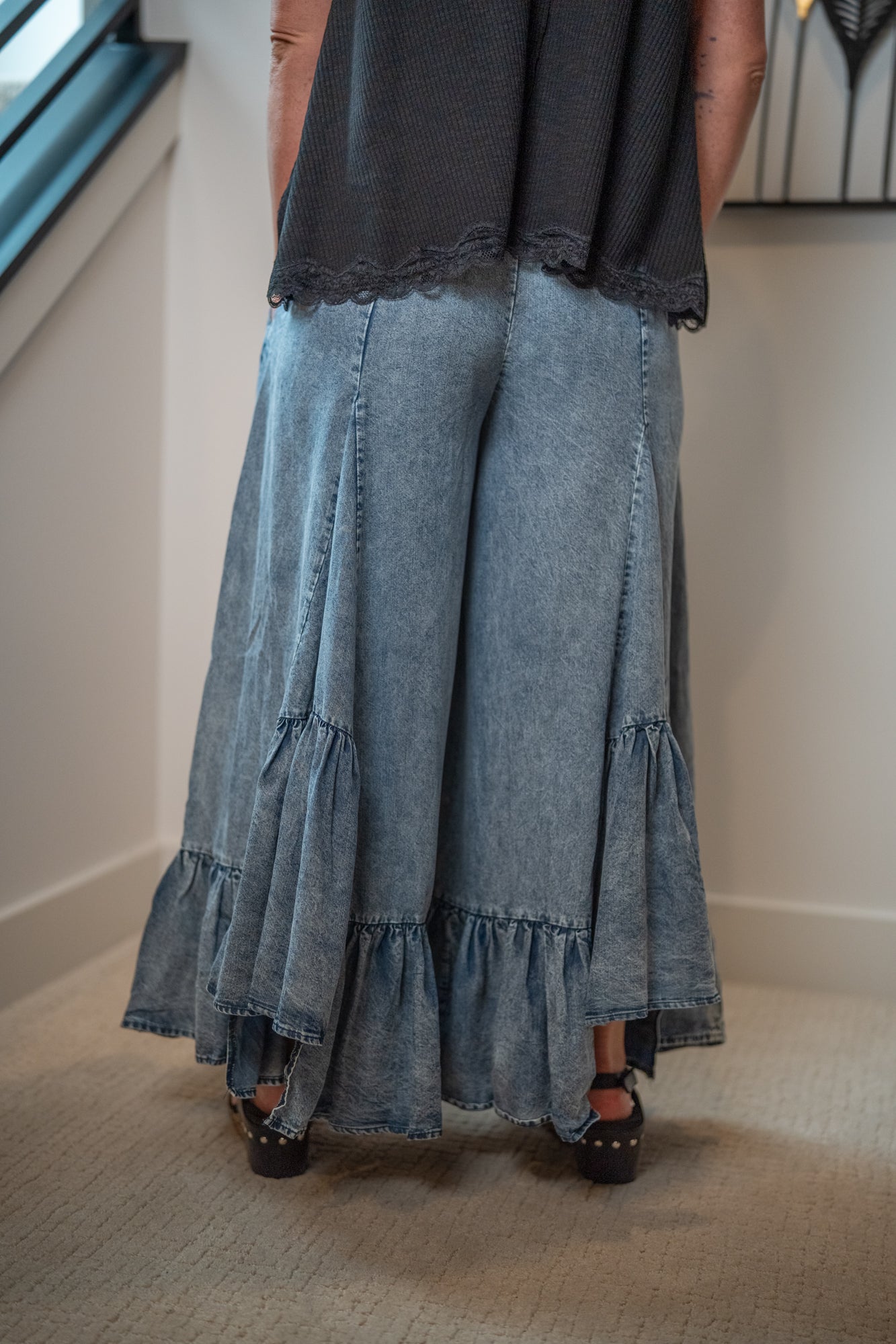 Oli & Hali Wide Leg Ruffled Hem Pants - Buttercup Lynne Boutique