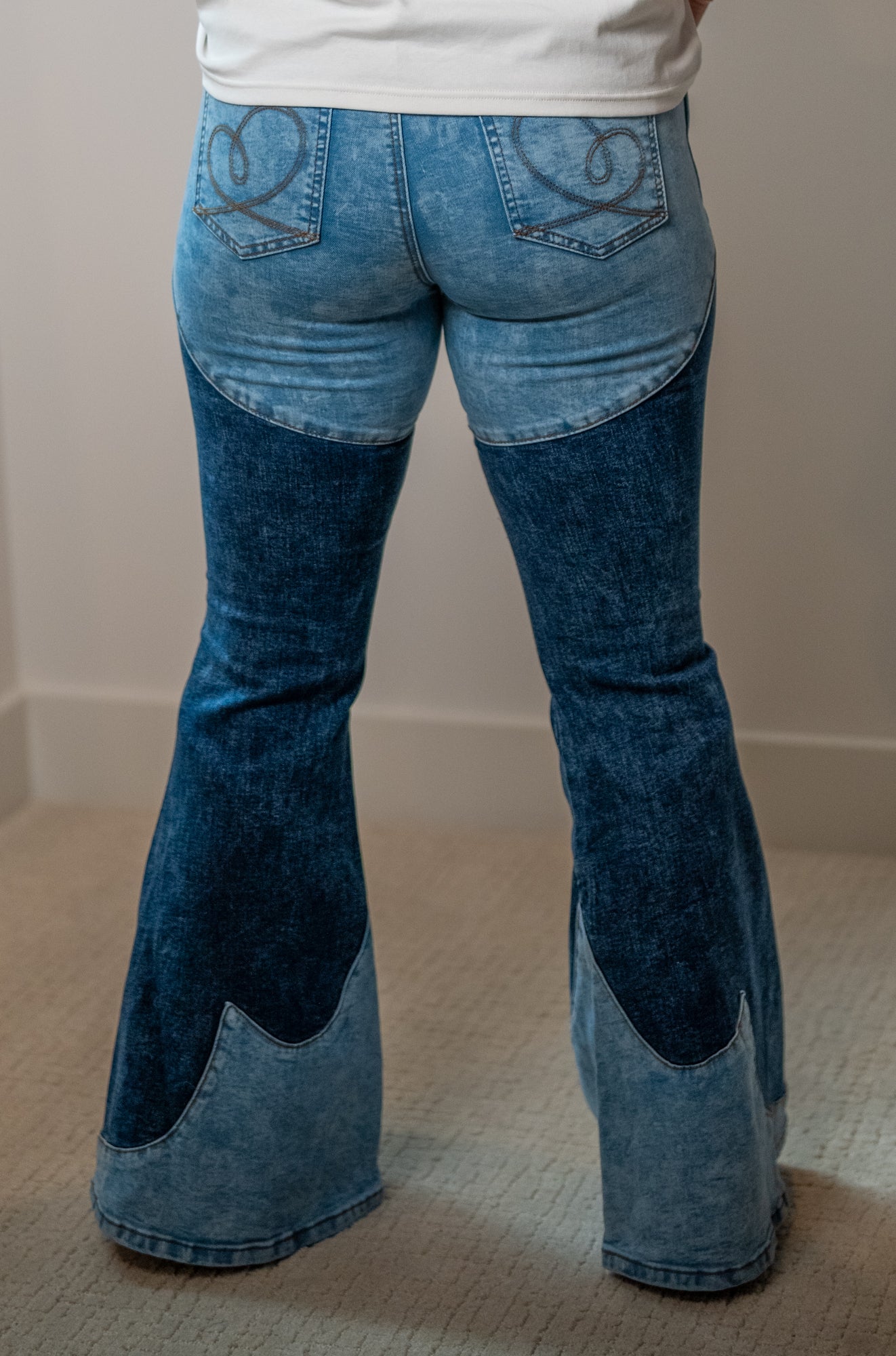 Oli & Hali Tonal Wash Color Block Bootcut Jeans - Buttercup Lynne Boutique