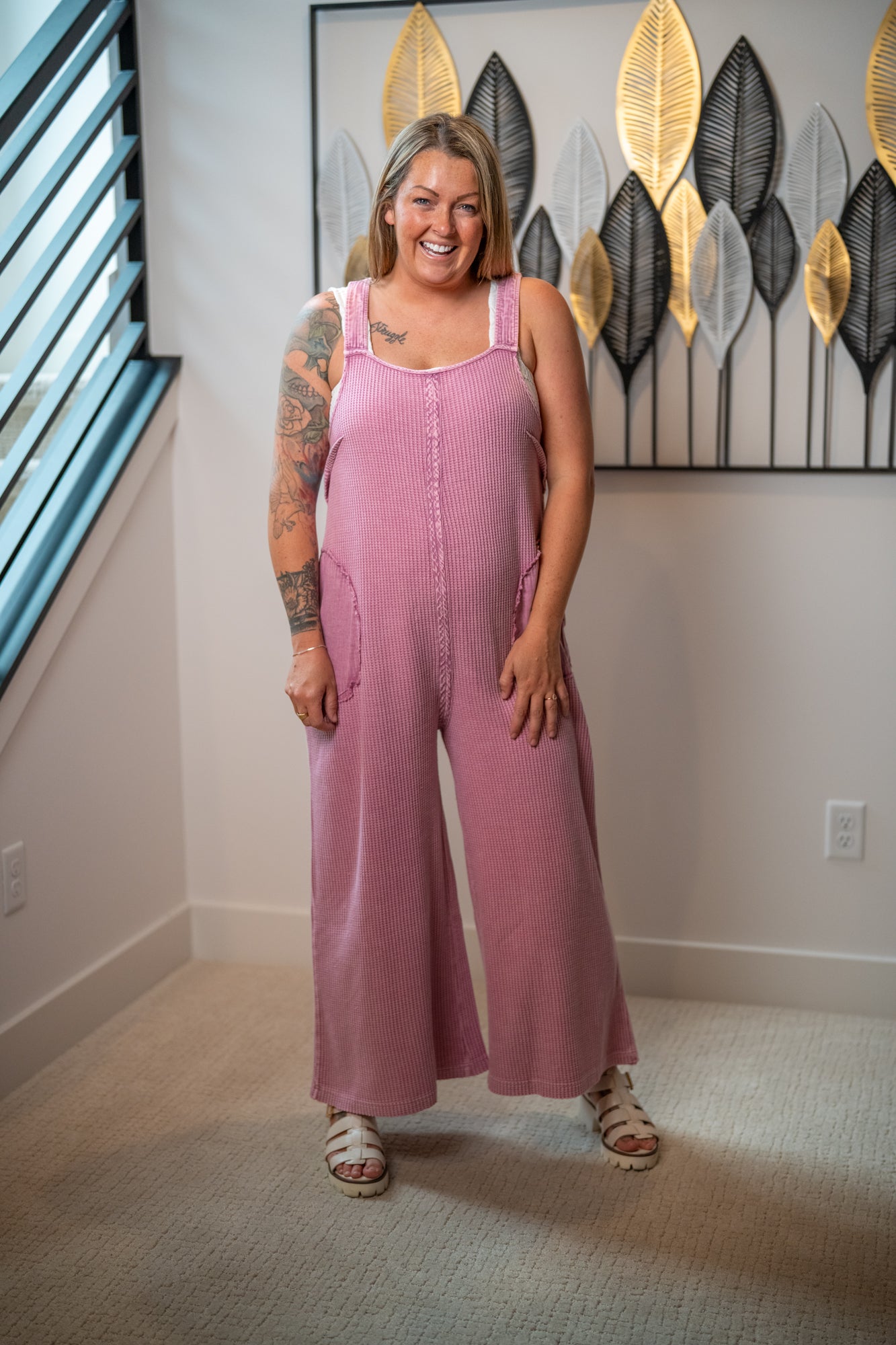 Pale Pansy Mineral Washed Wide Leg Jumpsuit – Easel