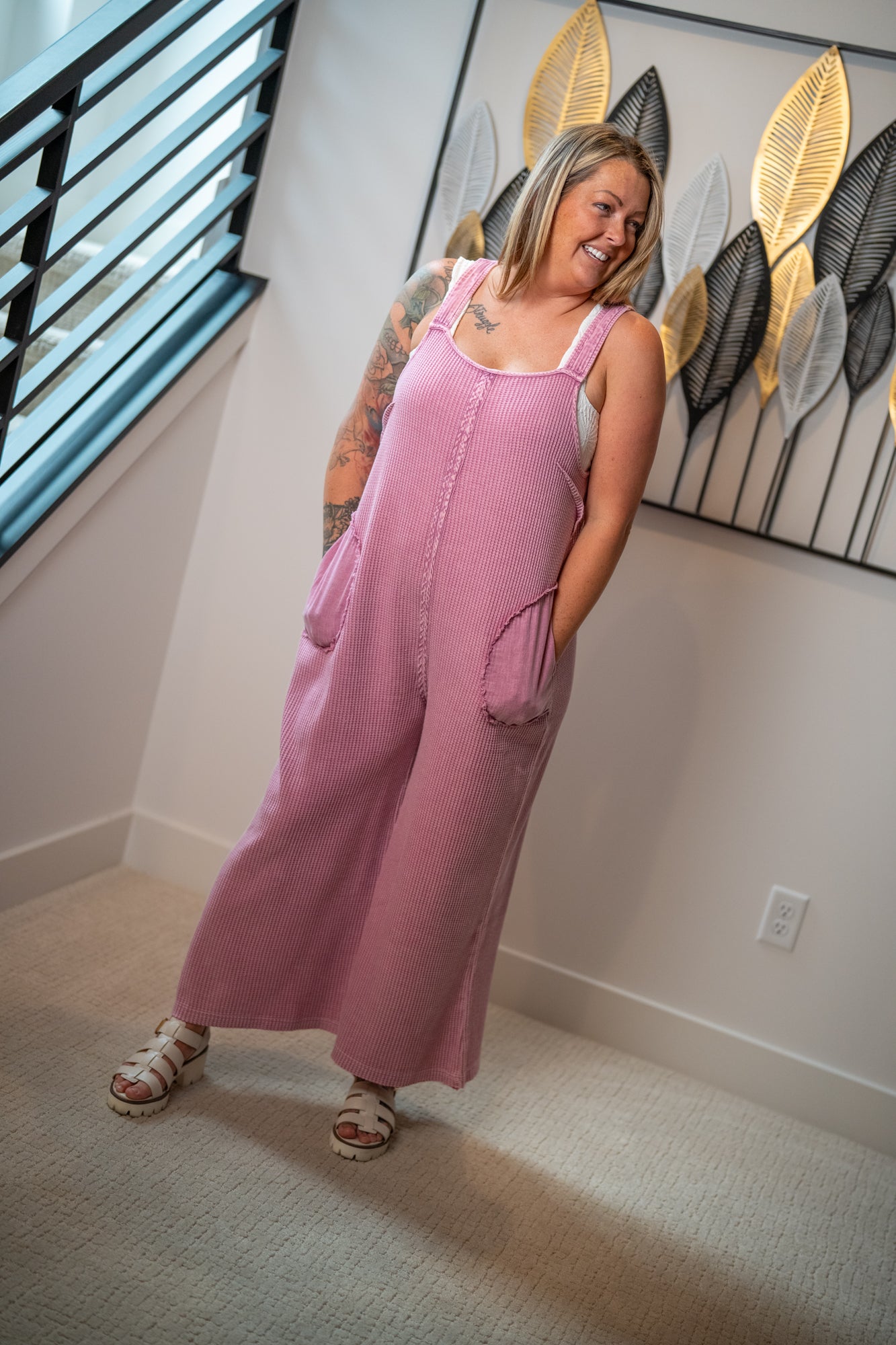 Pale Pansy Mineral Washed Wide Leg Jumpsuit – Easel