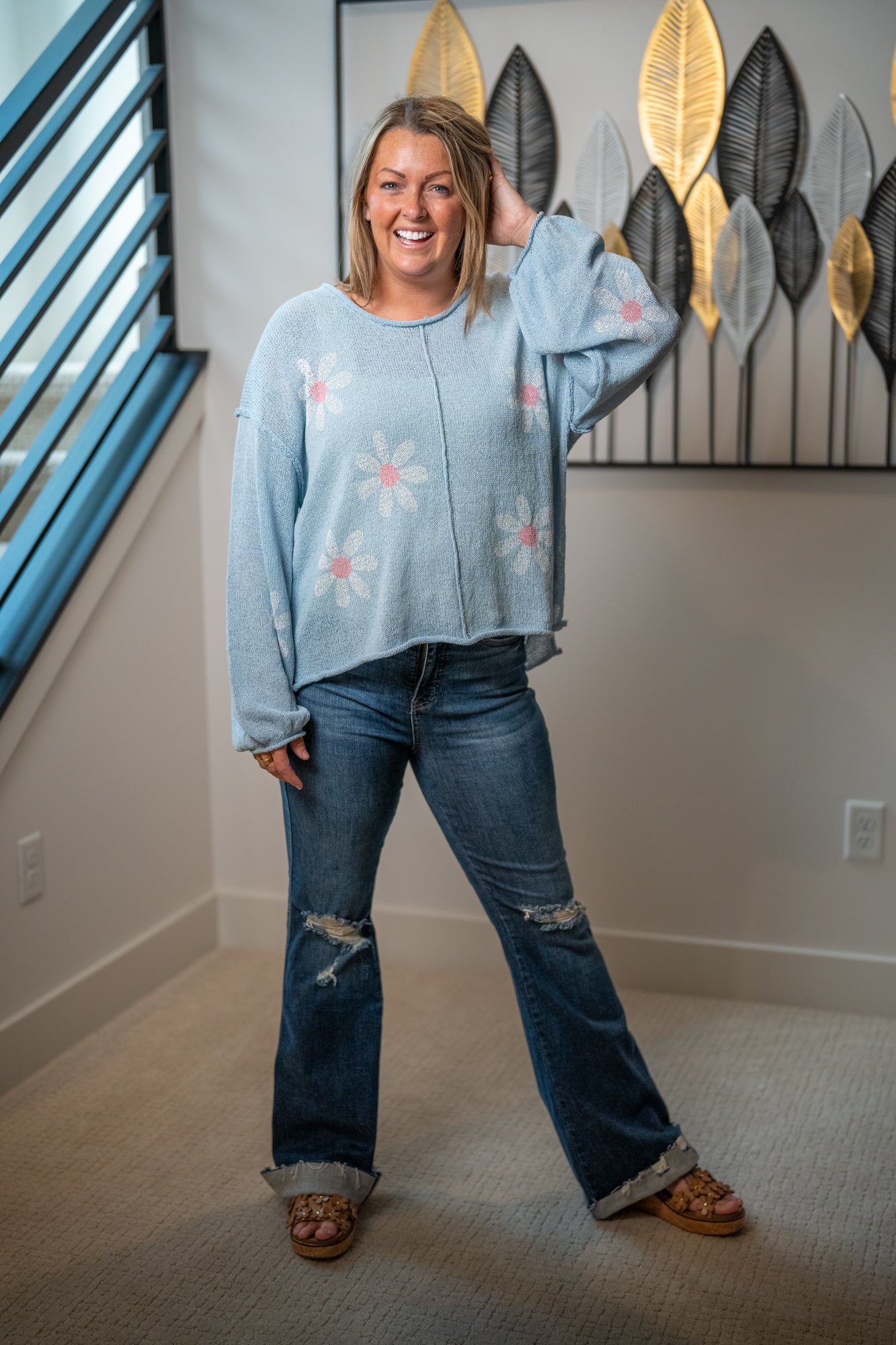 POL Floral Bloom Sleeve Sweater - Buttercup Lynne Boutique