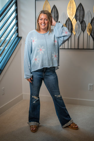 POL Floral Bloom Sleeve Sweater - Buttercup Lynne Boutique