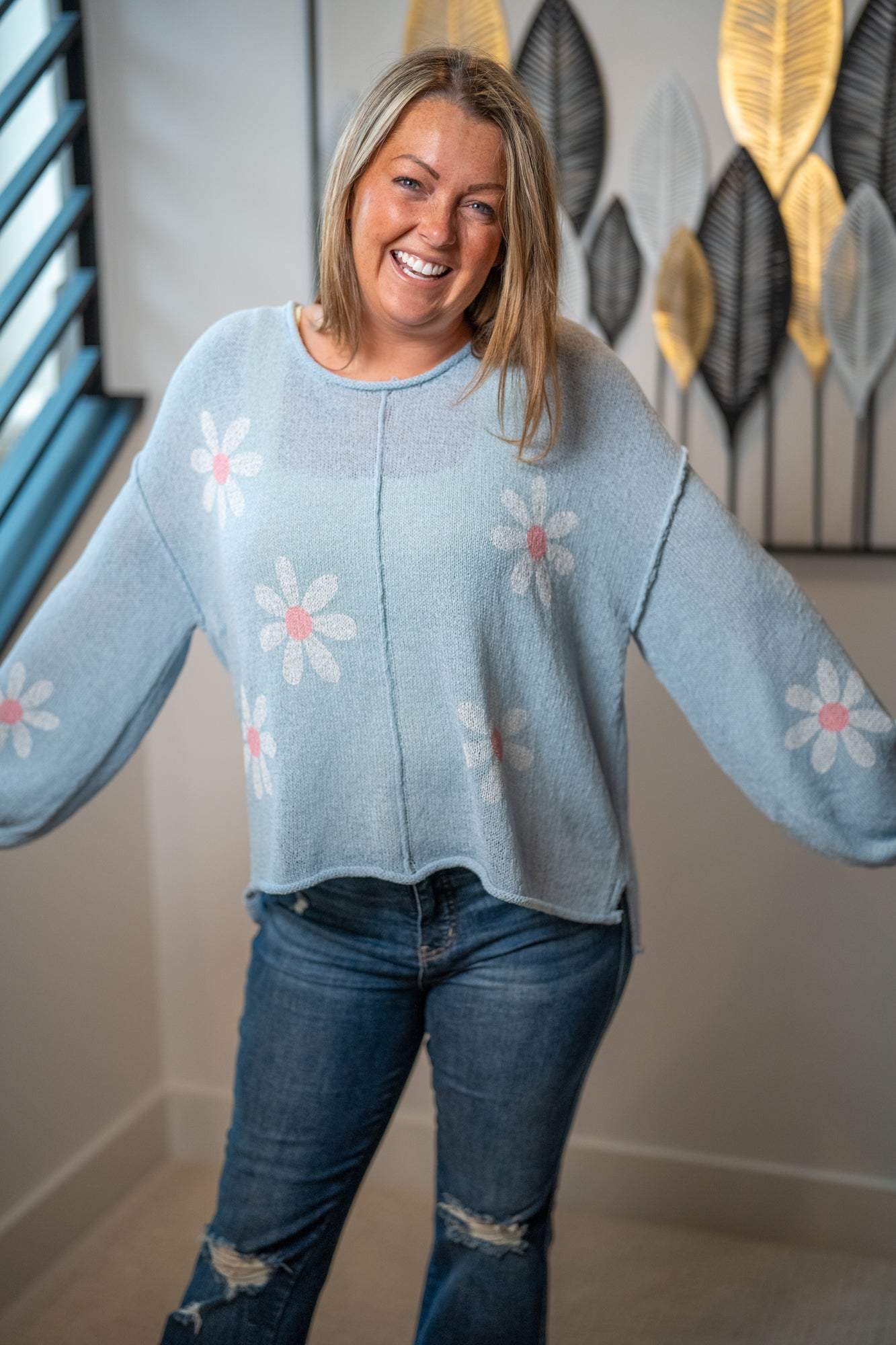 POL Floral Bloom Sleeve Sweater - Buttercup Lynne Boutique