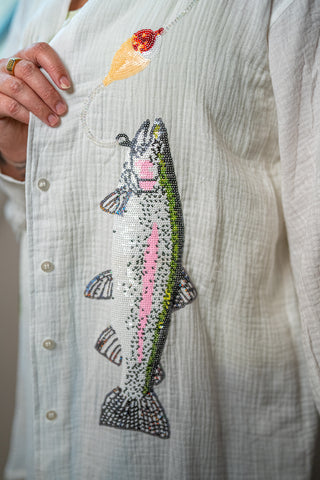 Queen of Sparkles Gone Fishin' Gauze Tunic