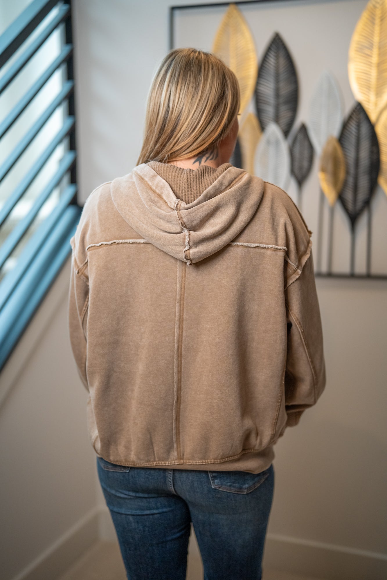 Easel Mocha Mineral Wash Zip Hoodie - Buttercup Lynne Boutique