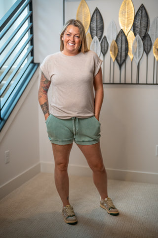 Easel Mineral Washed Thermal Shorts - Buttercup Lynne Boutique