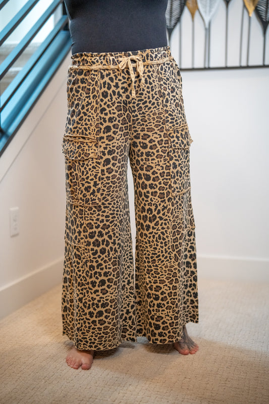 Easel Animal Print Cargo Pants - Buttercup Lynne Boutique