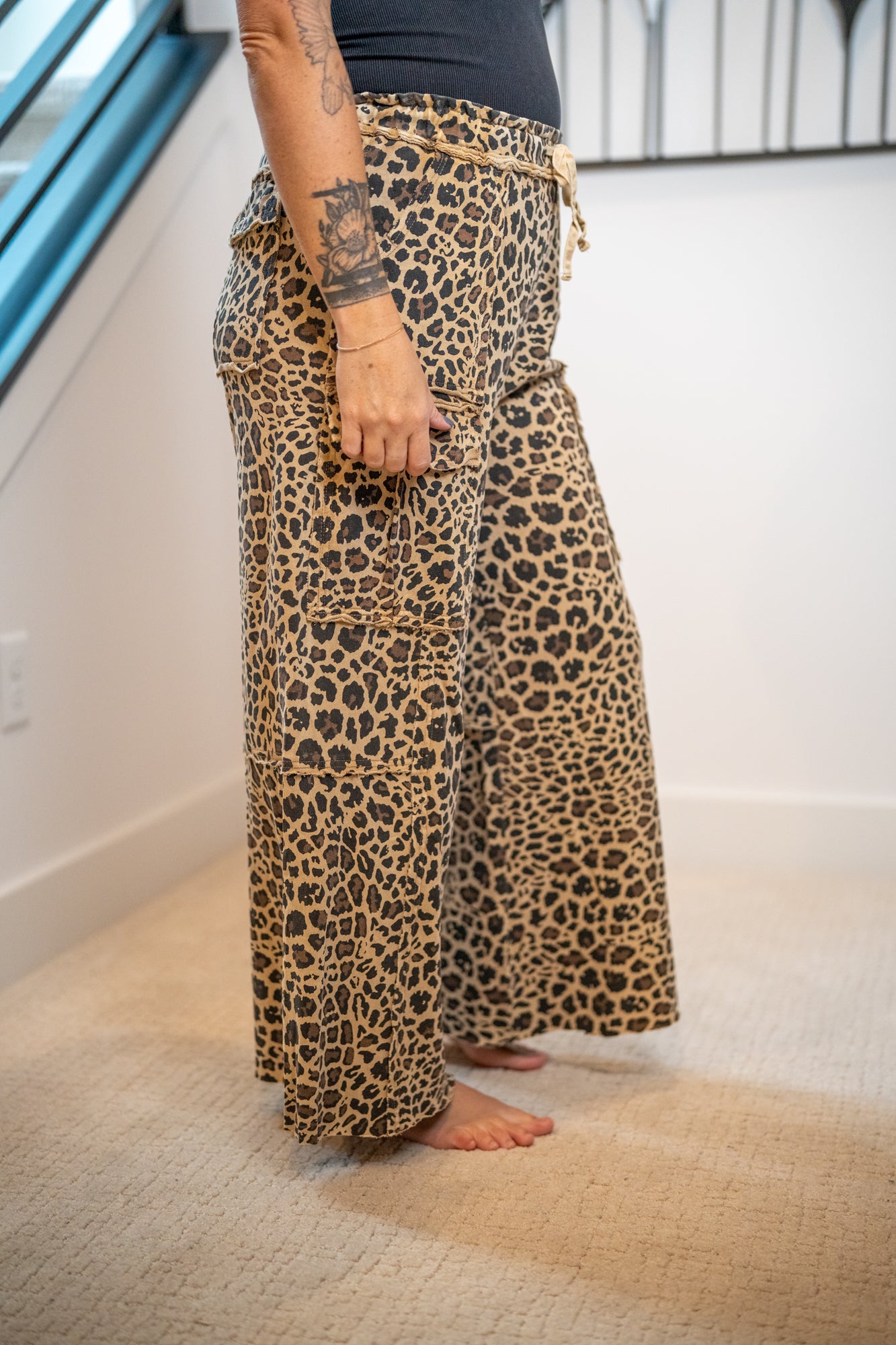 Easel Animal Print Cargo Pants - Buttercup Lynne Boutique