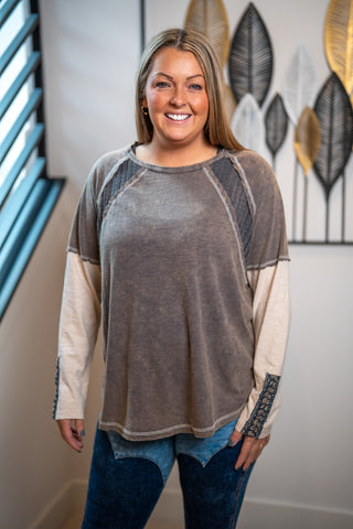 Easel Washed Cotton Slub Loose Fit Top - Buttercup Lynne Boutique